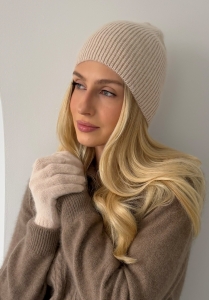 CZAPKA I RĘKAWICZKI BEIGE merino&angora